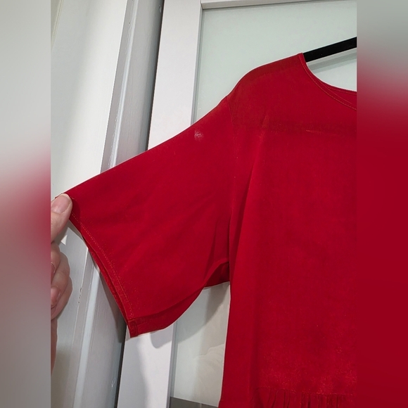 Weekend MaxMara Red Silk Peplum Short Sleeve T-Shirt - Picture 5 of 16